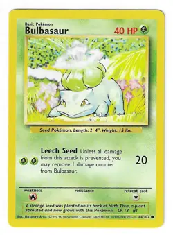Bulbasaur 44/102 - Base Set - 4th print - Pokemon TCG - WoTC - 1999-2000 - LP - Image 1