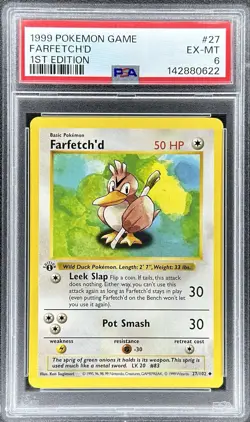 1999 Pokemon Farfetch'd 1st Edition #27/102 (PSA 6) - Image 1