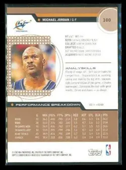 Michael Jordan 2002-03 Topps Stadium Club #100 HOF Wizards Basketball Card - Image 2