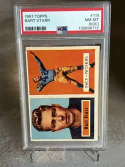 1957 Topps Bart Starr #119 Rookie Card PSA 8 OC RC Green Bay Packers HOF - Image 1