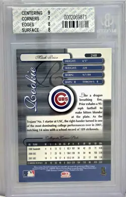 2002 Donruss Elite - Recollection Collection Mark Prior #248 Auto #/25 BGS 7.5 - Image 2