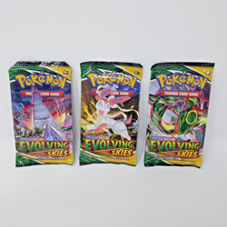 Pokemon TCG 3x Evolving Skies Booster Packs New Sealed Amazon Kanto Power Tin - Image 1
