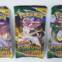 Pokemon TCG 3x Evolving Skies Booster Packs New Sealed Amazon Kanto Power Tin - Image 4
