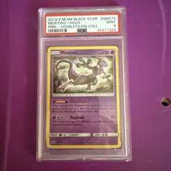 2019 Mewtwo~Holo Black Star Promo Hidden Fates Pin Coll~SM214 PSA 9 Mint Card - Image 1