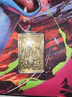 23K Gold Plated CHARIZARD Trading Card 1999 Burger King Pokemon Ball - Image 2