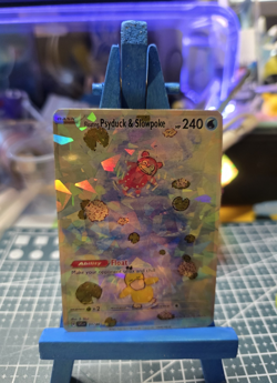 Custom Fanart Pokemon Psyduck & Slowpoke Holo Card 01/86 on actual Pokemon Card - Image 1