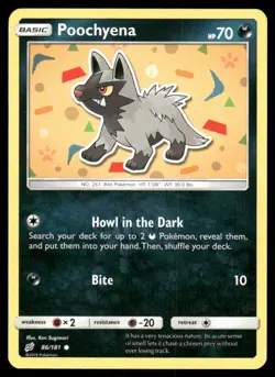 Pokemon Cards Poochyena 86/181 Team Up Sun & Moon Common NM - Image 1