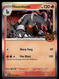 Pokemon Cards Houndoom 034/198 Trick or Trade BOOster Holo Promo NM - Image 1