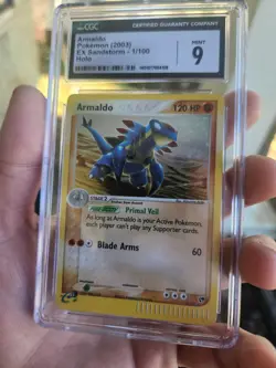 CGC 9 MINT Armaldo Holo ex Sandstorm Pokemon Card 1/100 2003 Ereader Card - Image 2