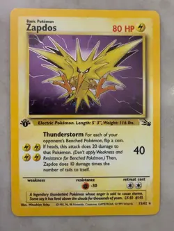 Zapdos 15/62 Fossil Holo 1st Edition WOTC 1999 Pokemon Card - Image 1