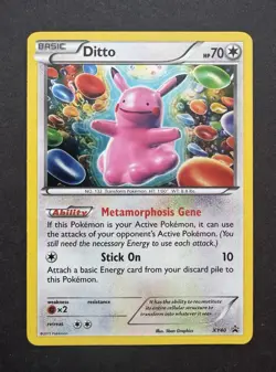 Ditto XY40 Holo - Black Star Promo - Slightly Creased - Pink Pikachu Rare Card - Image 1