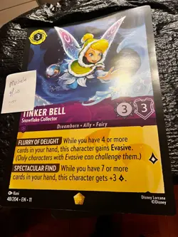 Lorcana Oversized jumbo promo Card Rare Tinker Bell Snowflake Collector Giant - Image 2