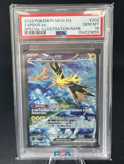 Pokemon Zapdos EX TCG Scarlet & Violet 151 Sir Holo Card 202/165 PSA 10 Gem Mint - Image 1