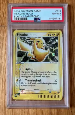 Pokemon Pikachu Black Star Promo Holo Basic 50HP #012 Nintendo PSA 8 2003 - Image 1