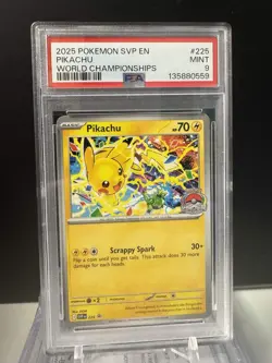 Pokemon 2025 World Championship Pikachu Promo PSA 9 - Image 1