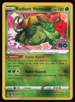 2022 SWORD & SHIELD - POKEMON GO RADIANT VENUSAUR BASIC/RADIANT RARE #4 - Image 1