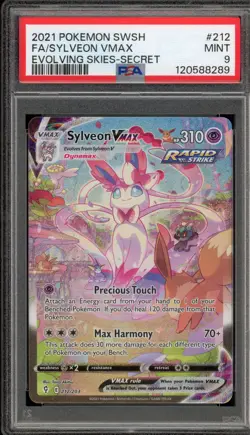 Pokemon Sylveon VMAX Evolving Skies Secret Rare Full Alt Art #212 PSA 9 Mint - Image 1