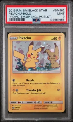Pikachu Holo SM162/181 PSA 9 Pokemon Team Up Single Pack Blisters - Image 1