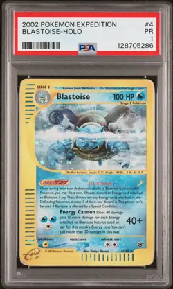 2002 POKEMON EXPEDITION #4 BLASTOISE-HOLO PSA 1 - Image 1