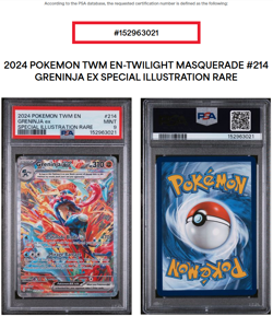 2024 Pokemon TWM EN Special Illustration Rare #214 Greninja ex PSA 9 MINT - Image 3