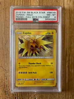 2018 Pokemon Zapdos SM Black Star Promo Fall 2018 Chest #SM145 PSA 8 - Image 1