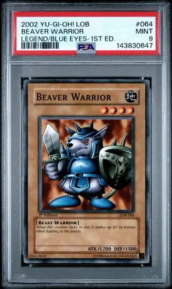 2002 Yu-Gi-Oh! Beaver Warrior LOB 1st Edition Common PSA 9 - Image 1