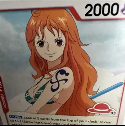 Nami (manga) OP01-016 R, red straw hat logo 31, Artist: Eiichiro Oda, one piece - Image 4