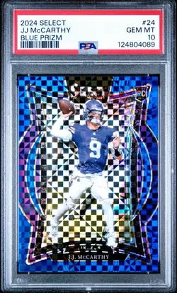 2024 PANINI SELECT BLUE PRIZM #24 JJ MCCARTHY /249 PSA 10!! - Image 1