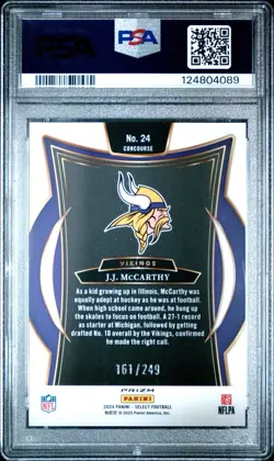 2024 PANINI SELECT BLUE PRIZM #24 JJ MCCARTHY /249 PSA 10!! - Image 2