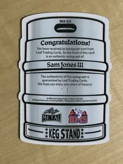 2024 Leaf Blue Mountain State - Sam Jones III - Beer Keg Orange Wave Auto 1/1 - Image 2