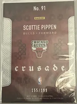 2015-16 Panini Excalibur Crusade BLUE #91 Scottie Pippen /199 Chicago Bulls - Image 2