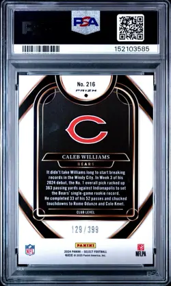2024 Select - Club Level Caleb Williams #216 Orange Shock Prizm /399 (RC) PSA 10 - Image 2