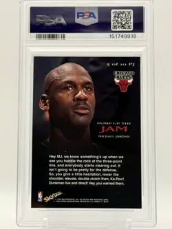 1998-99 NBA Hoops - Pump Up the Jam Michael Jordan #5 PJ PSA 5 - Image 2