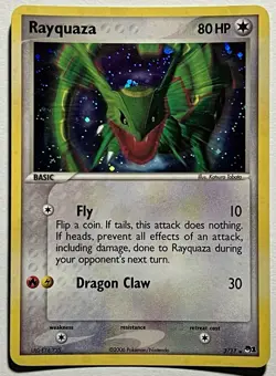 Rayquaza 3/17 (LP/BENT) •SWIRL• Cosmos Holo Pop Series 1 2006 Pokemon Card TCG - Image 1