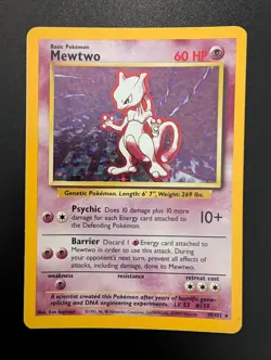 Pokemon Mewtwo TCG Base Set Holo Unlimited Rare Card 10/102 LP Condition - Image 4