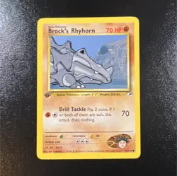 Pokemon Brock's Rhyhorn 070/132 Gym Heroes 1st Edition LP Basic Common - Image 1