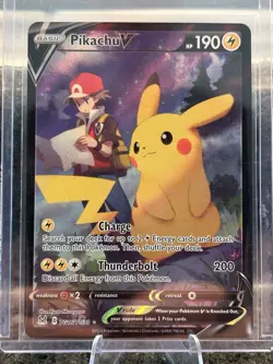 Pokemon TCG Pikachu v TG16/TG30 Lost Origin 2022 Full Art Holo Ultra Rare Card - Image 1