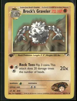 Brock's Graveler 40/132 Uncommon Gym Heroes Pokemon 1st Edition MP - Image 1
