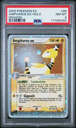 Ampharos Ex-Holo Pokemon Ex Dragon 89 NM PSA 8 - Image 1