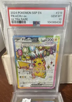 2014 Pokemon Pikachu ex 219/191 Sv08: Surging Sparks Holo PSA 10 Gem Mint - Image 1
