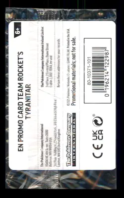 Team Rocket's Tyranitar (Pokemon Center Exclusive) Sealed Rare Normal 096/182 NM - Image 2
