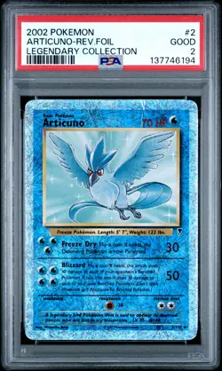 2002 POKEMON LEGENDARY COLLECTION #2 ARTICUNO-REVERSE FOIL PSA 2 - Image 1