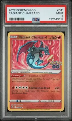 Pokemon Go 011/078 Radiant Charizard PSA 9 2022 - Image 1