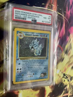 2000 Pokemon Gym Challenge 1st Edition NM-MT 8 GIOVANNI'S GYARADOS-HOLO #5 PSA - Image 1