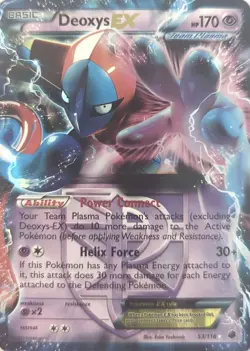 Pokemon TCG - Holofoil Deoxys EX (Team Plasma) Ultra Rare 53/116 LP PLF - Image 1