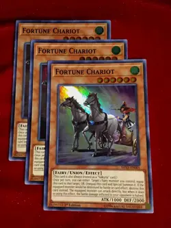 Yu-Gi-Oh! (x3) Fortune Chariot SHVA-EN005 1st Edition Super Rare Unplayed Mint+ - Image 1