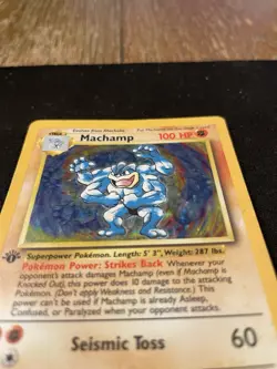 Wizards Machamp 8/102 Base Set Holo Rare Pokemon Card 1999 100 HP - Image 2