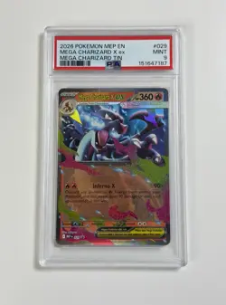 Mega Charizard X EX 029 Holo Pokemon TCG Tin Promo PSA MINT 9 Pop 2 - Image 1