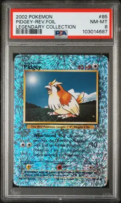 Pokemon Pidgey Legendary Coll. Reverse Holo Foil PSA 8 2002 #85 POP 183 - Image 1