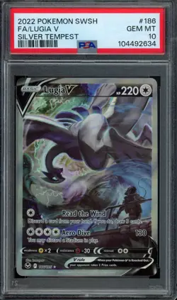 Pokemon Lugia V Full Art 2022 SWSH Silver Tempest #186 PSA 10 Gem Mint - Image 1